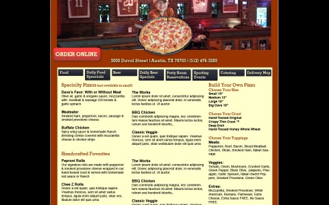 UT Pizza Double Dave’s Website